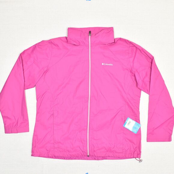 NEW Columbia Women's Windbreaker Jacket Polyester Pink Size 1X Switchback III - Picture 1 of 8